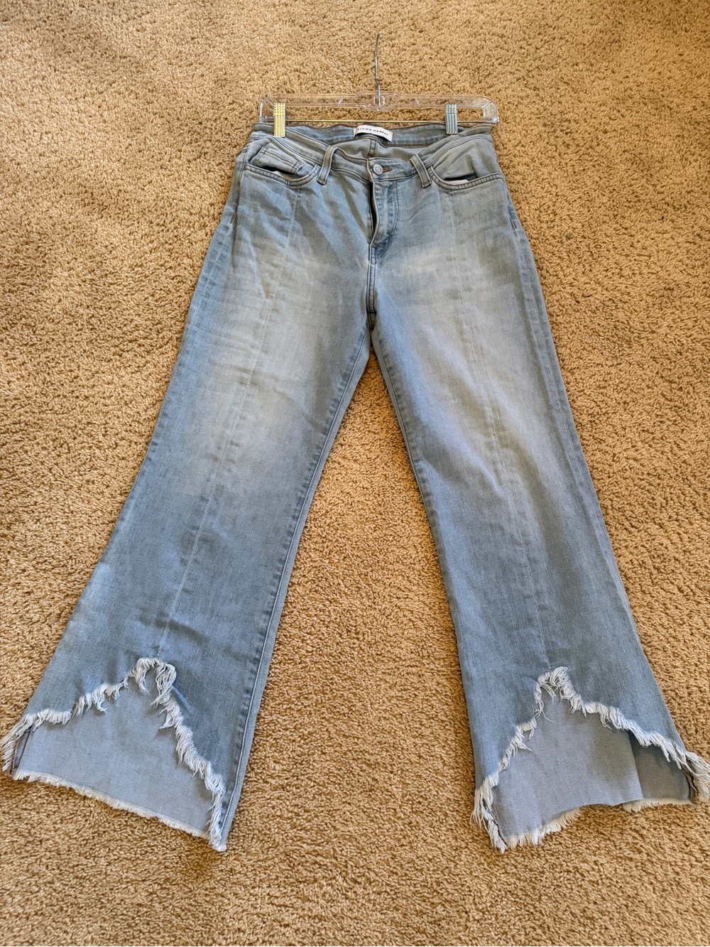 Flying Monkey Light Blue Distressed Flared Cropped Jeans